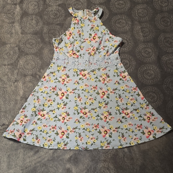 No Boundaries Floral Midi Dress in Blue and Pink - Picture 1 of 3